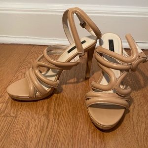 Strappy Tan Heeled Sandals